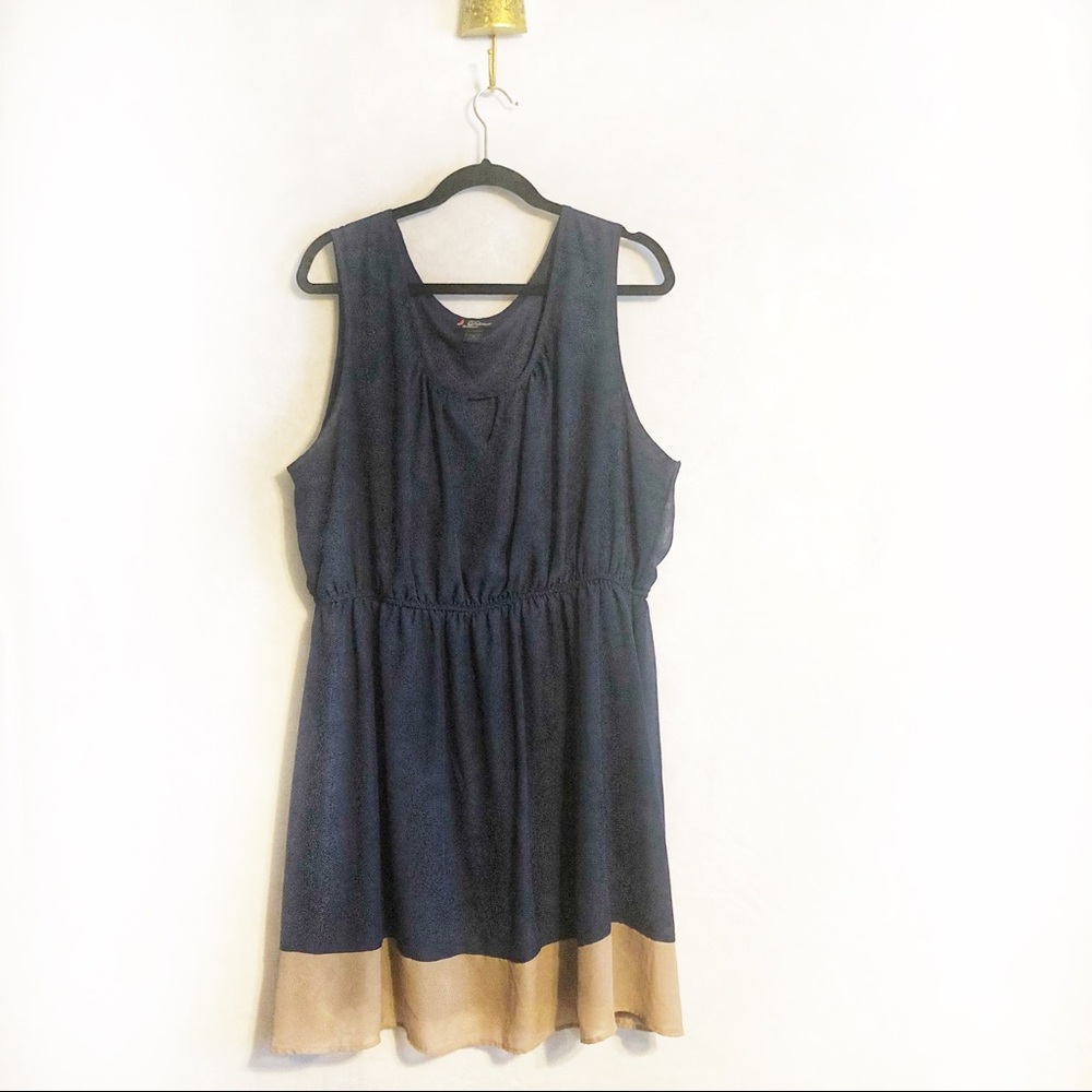 Plus Size Blue Dress With Tan Hem